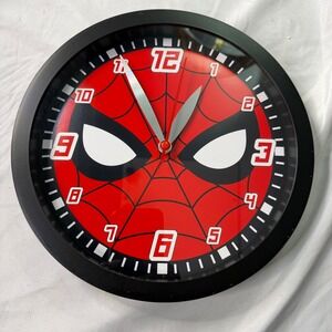 Marvel Spider-Man Wall Clock Red Black Web Face Analog SPD3620 Accutime 10 Inch